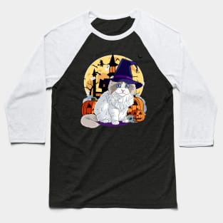 Ragdoll Cat Funny Halloween Witch Pumpkin Baseball T-Shirt